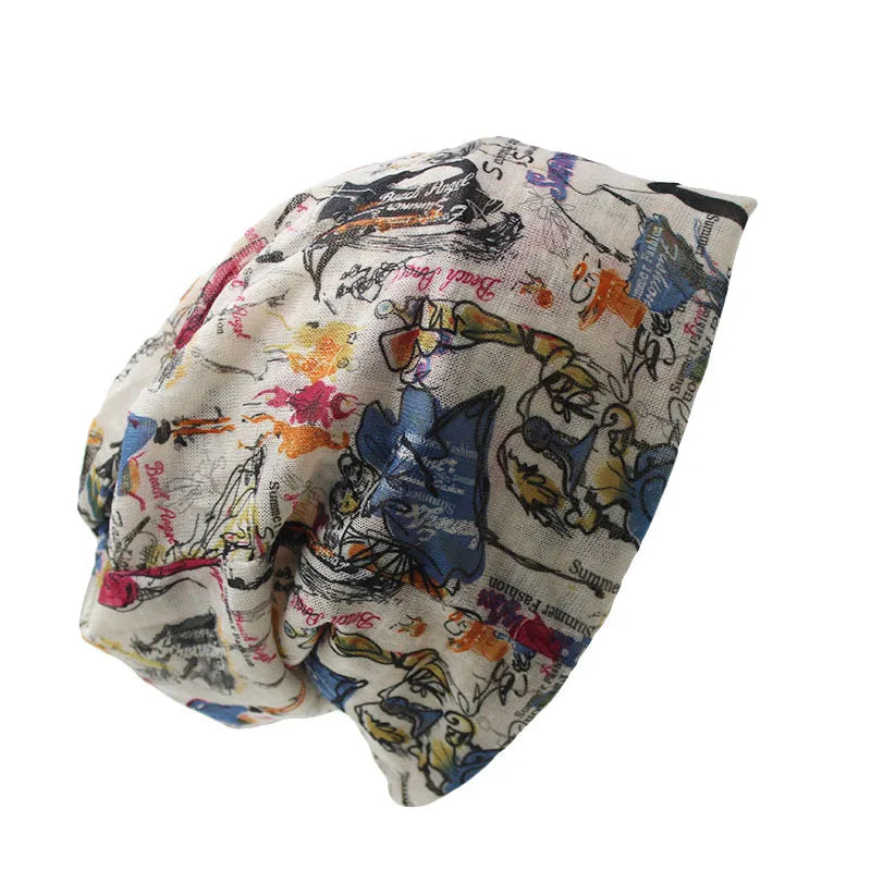 New Fashion Women Summer Letter Hat Colors Female Floral Warm Hat Scarf Autumn Girl Spring Beanie Bonnet Dance Beanies