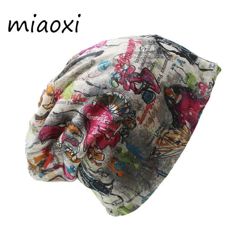 New Fashion Women Summer Letter Hat Colors Female Floral Warm Hat Scarf Autumn Girl Spring Beanie Bonnet Dance Beanies