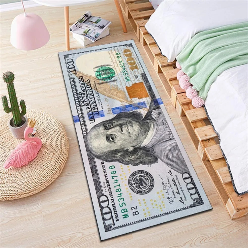 Currency Area Rug New 100 Dollar Bill Design Doormat Non-Slip Doormat for Living Room Bedroom Kitchen Indoor Outdoor Carpets (New 100 Dollar, 23.6''x15.7'')