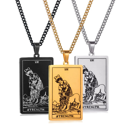 Stainless Steal Tarot Card Chain Necklace