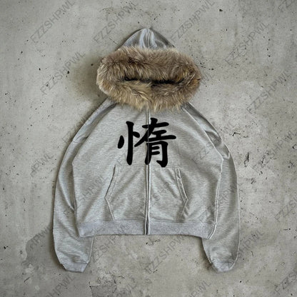 Grunge Goth Y2K Zip up hoodie Harajuku Letter Print Streetwear Punk Zipper Hoodie sweatshirt Retro Oversized Hip Hop Jacket EMO