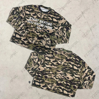 Camouflage Harajuku Graphic Print Punk Men Y2k Long sleeve Top Streetwear Casual Long sleeve T-shirt Rock Gothic Clothes Hip Hop