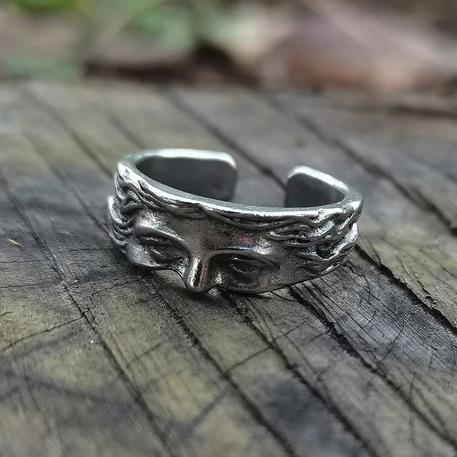 Creative Venus Half Mask Ring For Men Vintage Carving Opening Adjustable Ring Fashion Jewelry Gifts