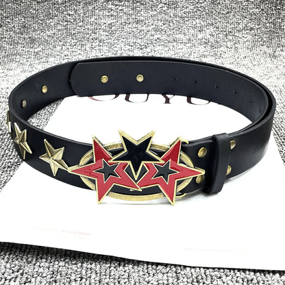 Fashion Hip Hop Y2K Retro Star Buckle Belt, Stylish Accessory for Jeans, Unisex Waistband for Men and Women, Trendy Fashion Belt