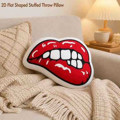 Red Lips Shaped Throw Pillow