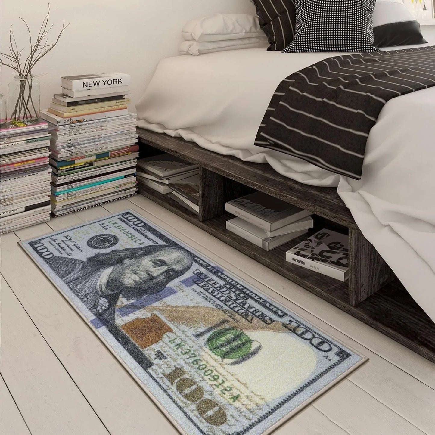 Currency Area Rug New 100 Dollar Bill Design Doormat Non-Slip Doormat for Living Room Bedroom Kitchen Indoor Outdoor Carpets (New 100 Dollar, 23.6''x15.7'')
