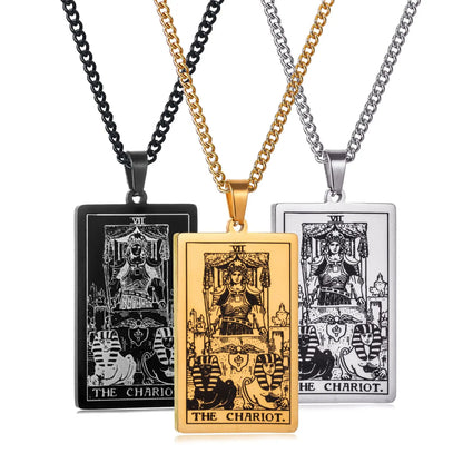 Stainless Steal Tarot Card Chain Necklace