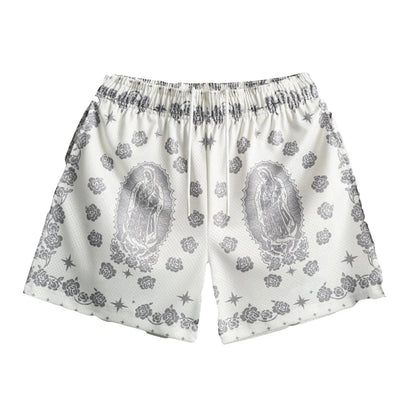 Our Lady Of Guadalupe Pattern Print Beach Shorts Men Women Summer Street Casual Breathable Rose Design Flowers Board Short New
