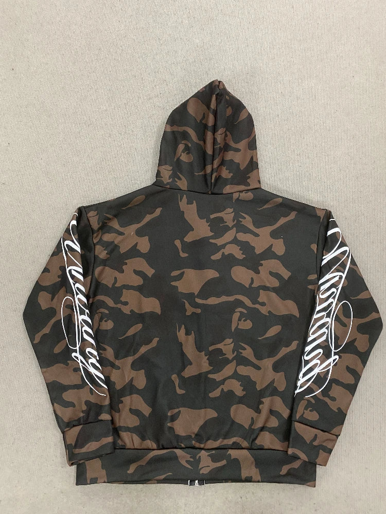Linvano Camo Zip Up Hoodie
