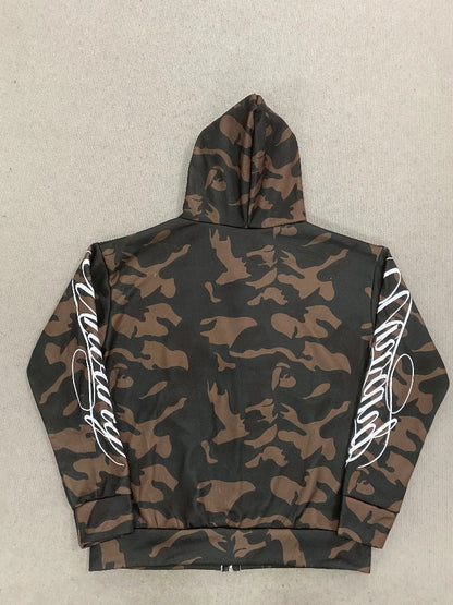 Linvano Camo Zip Up Hoodie