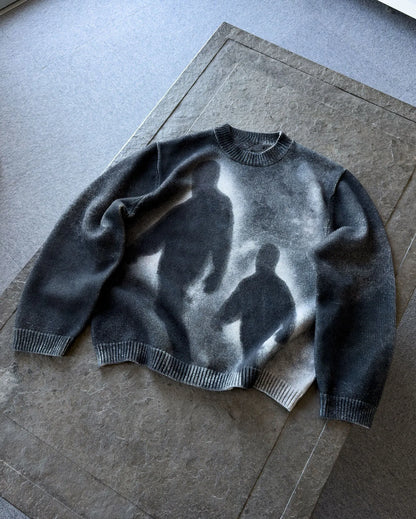 New style loose round neck pullover knit sweater Gothic retro street fashion hip-hop autumn and winter casual top Y2K clothing