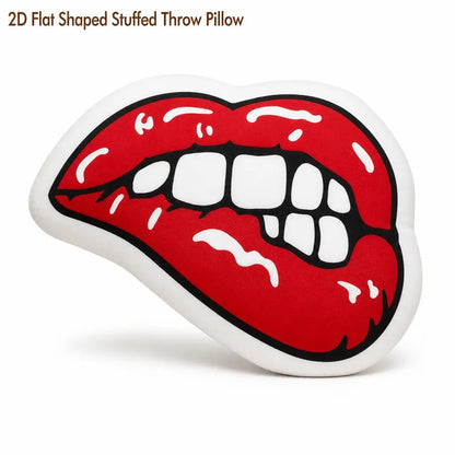 Red Lips Shaped Throw Pillow