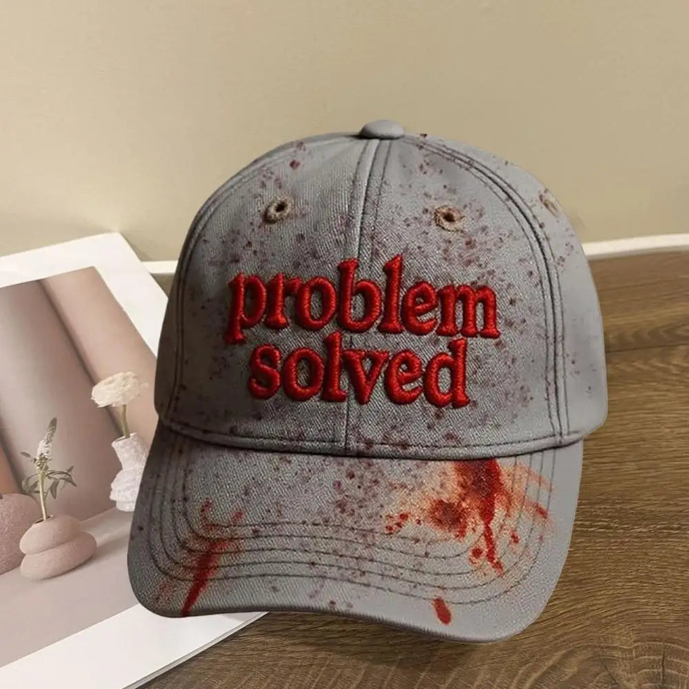 Problem Solved Blood Splatter Graphic Baseball Cap