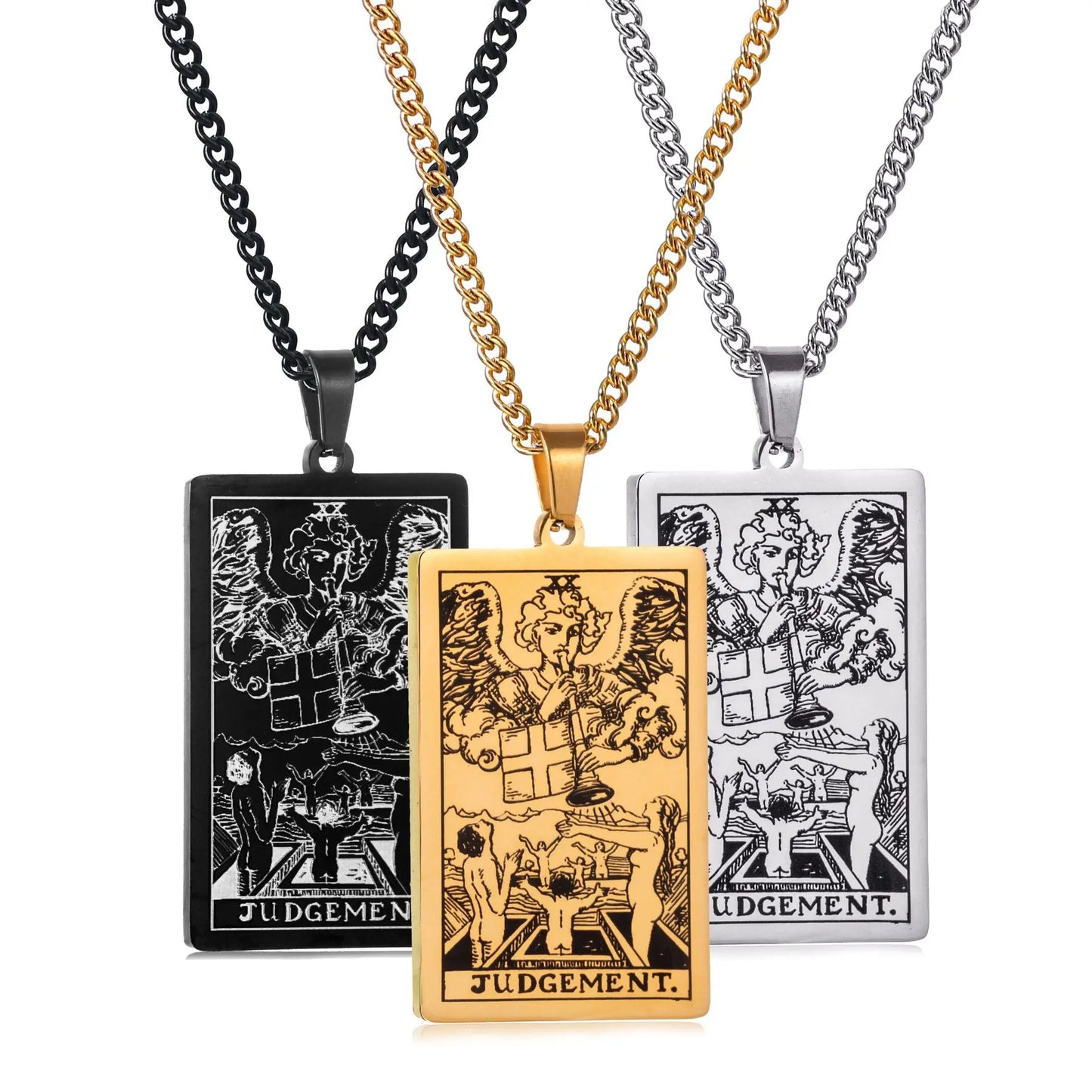 Stainless Steal Tarot Card Chain Necklace
