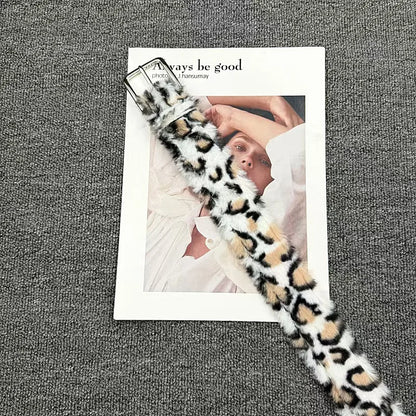 Y2k pink fur Leopard Print Belts Women Vintage Design Zebra Print Belt Punk American Chic Jeans Accessories Sexy Pin Buckle Belt