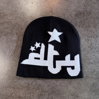 Fashion Letter Jacquard Winter Autumn Warm Beanies Knit Hat Women Men Soft Wool Skullcap Outdoor Windproof Skiing Cap Y2K Hiphop