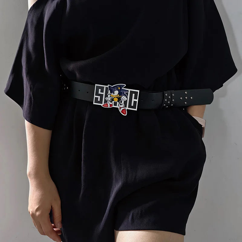 Exaggerated INS Harajuku Y2K Thousand Nights Black Speed Boy Belt Cropped Studded Decoration Belt Street Style For Men Women Chi
