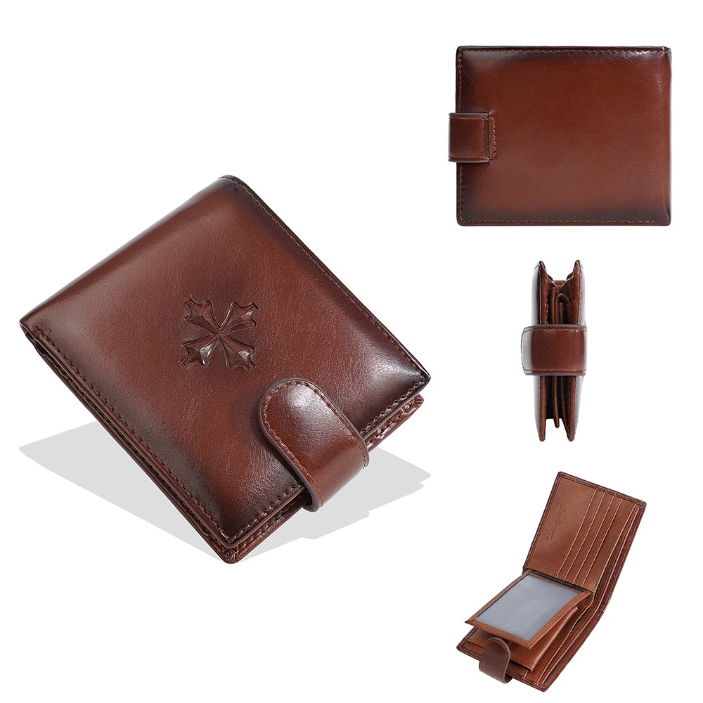 Baellerry Men's Genuine Leather Wallet Short Bifold, Large Capacity Cash Money Organizer with Multiple Card Slots, RFID Blocking