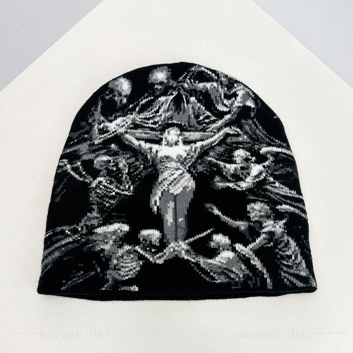 Dark Style Jacquard Angel Skull Knitted Hats Warm Hip-hop Fashion New Men Women Color Block Personal Street Beanies Versatile
