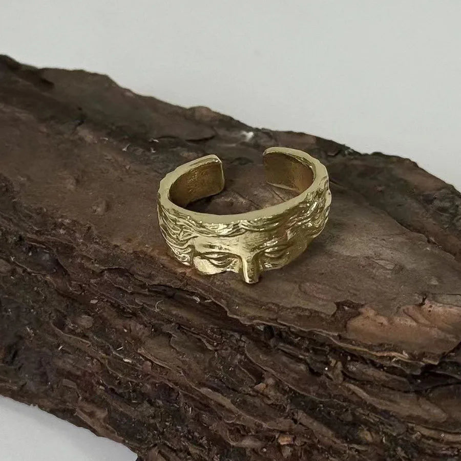 Creative Venus Half Mask Ring For Men Vintage Carving Opening Adjustable Ring Fashion Jewelry Gifts