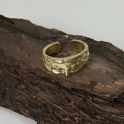 Creative Venus Half Mask Ring For Men Vintage Carving Opening Adjustable Ring Fashion Jewelry Gifts
