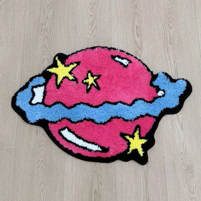 Hot Selling Pink Planet Tufted Rug Living Area Bedroom Flooring Mat Fluffy Washable Anti Slip Room Home Decor Nursery Carpet Pad