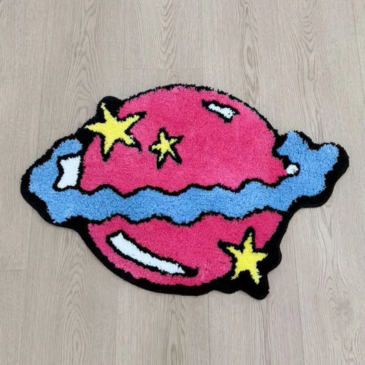 Colorful Space Planet Shaped Floor Rug