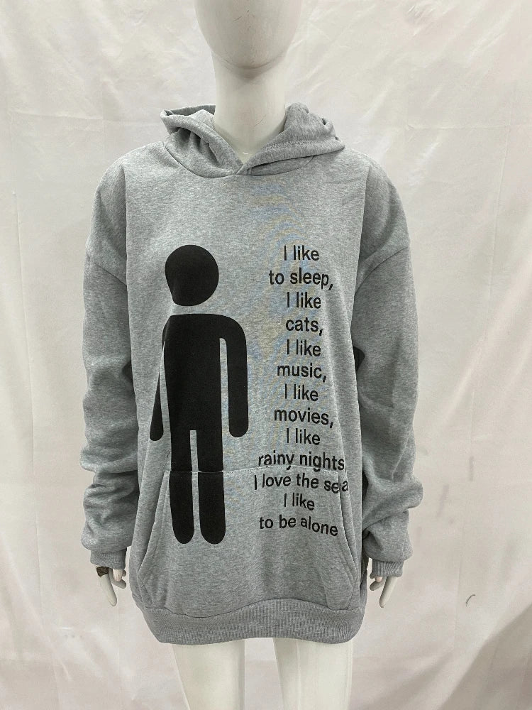 American y2k Harajuku street vintage autumn and winter trend, unique hip-hop punk print for men and women, hoodie