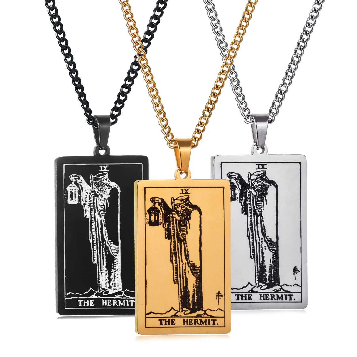 Stainless Steal Tarot Card Chain Necklace