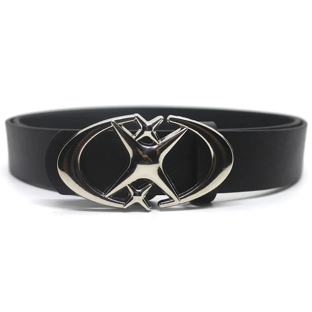 Moon Star Metal Buckle Leather Belt