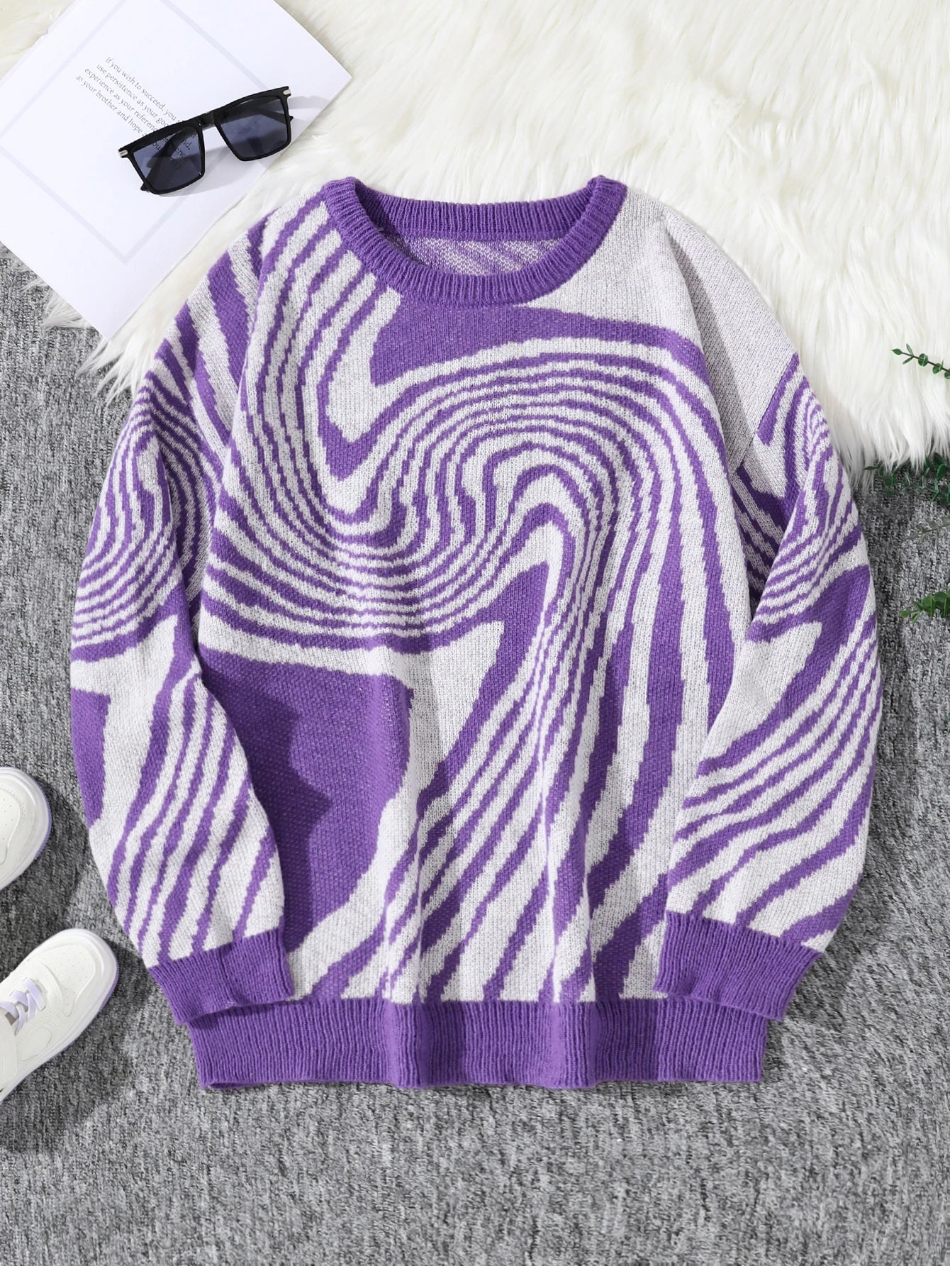 Spiral Wave Knit Sweater