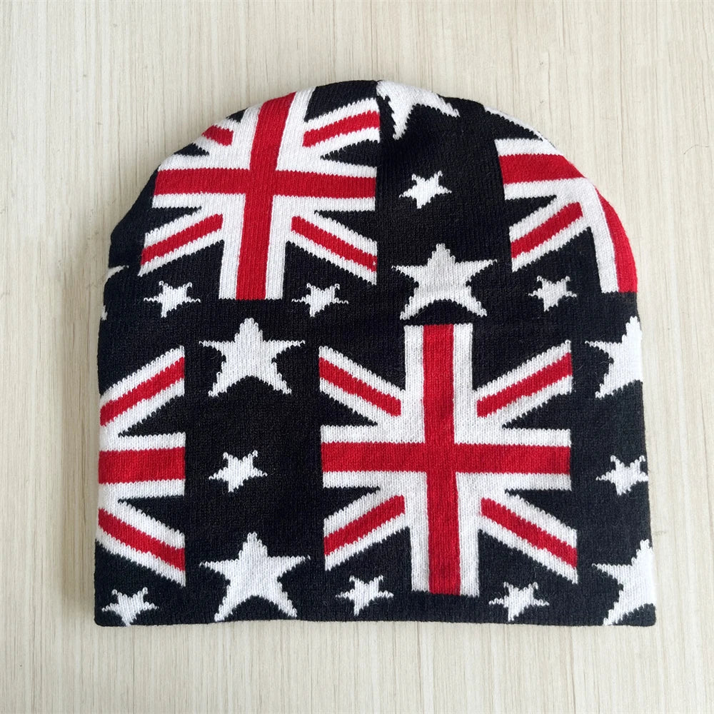 Warm Casual Fashion Personal Beanies Rap Versatile Outdoor Street European Style Jacquard Union Jack Men Women Knitted Hats