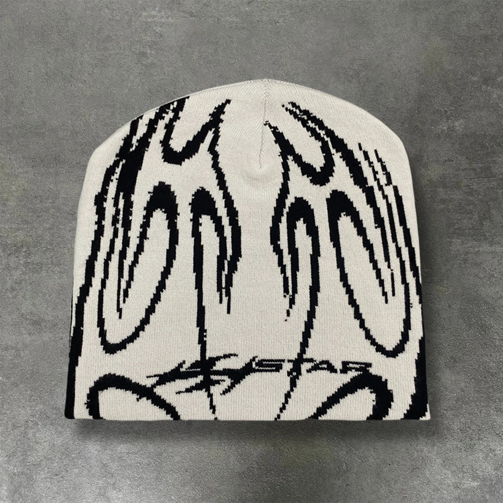 Casual Hip-Hop Street Style Striped Jacquard Pullover Hat Trendy Warm Stylish Cool Design