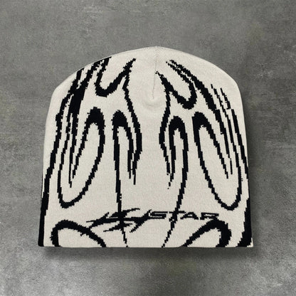 Casual Hip-Hop Street Style Striped Jacquard Pullover Hat Trendy Warm Stylish Cool Design