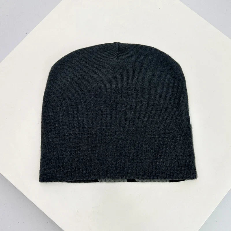Autumn and Winter New Letter Wool Knitted Hats Color Block Warm Hip Hop Personal Beanies Versatile Street Fashion Niche Skate