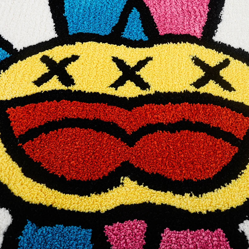Double Face Colorful Smiley Flower Petal Rug