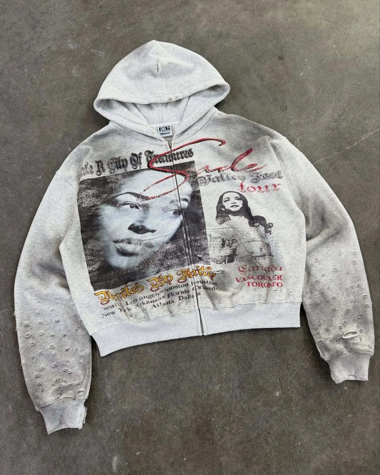 Vintage Gray R&B Poster Graphic Hoodie