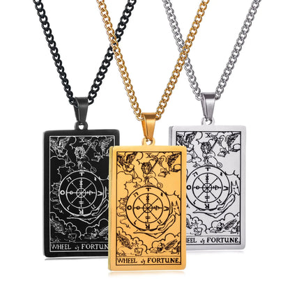 Stainless Steal Tarot Card Chain Necklace
