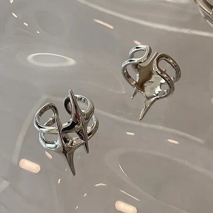 Silver Spike Star Design Ring