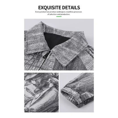 Autumn Men Jacket Oversized Painting Printing Couples Thin Casual Jackets Male Female Silk Vintage Clothing Man Coats Outerwear