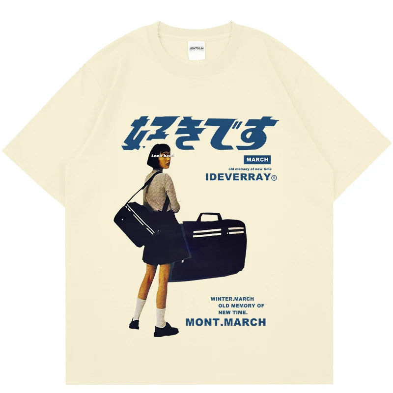 Hip Hop Streetwear Harajuku T Shirt Girl Japanese Kanji Print Tshirt 2021CC Summer Mens Short Sleeve Cotton Oversized T-Shirt