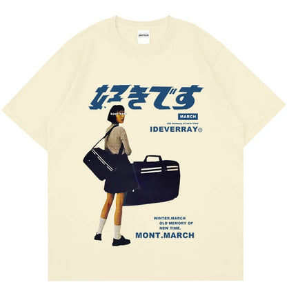 Hip Hop Streetwear Harajuku T Shirt Girl Japanese Kanji Print Tshirt 2021CC Summer Mens Short Sleeve Cotton Oversized T-Shirt