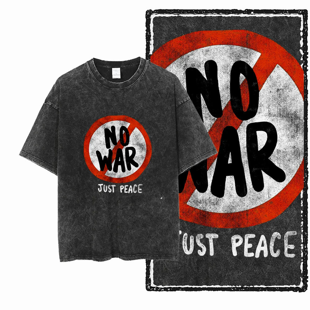 Black Vintage No War Unisex Cotton T-Shirt