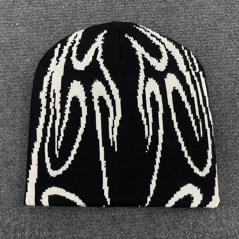 Casual Hip-Hop Street Style Striped Jacquard Pullover Hat Trendy Warm Stylish Cool Design