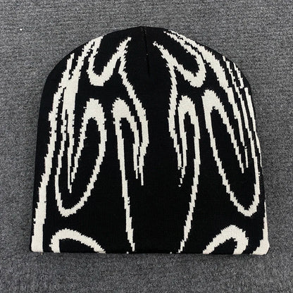 Casual Hip-Hop Street Style Striped Jacquard Pullover Hat Trendy Warm Stylish Cool Design
