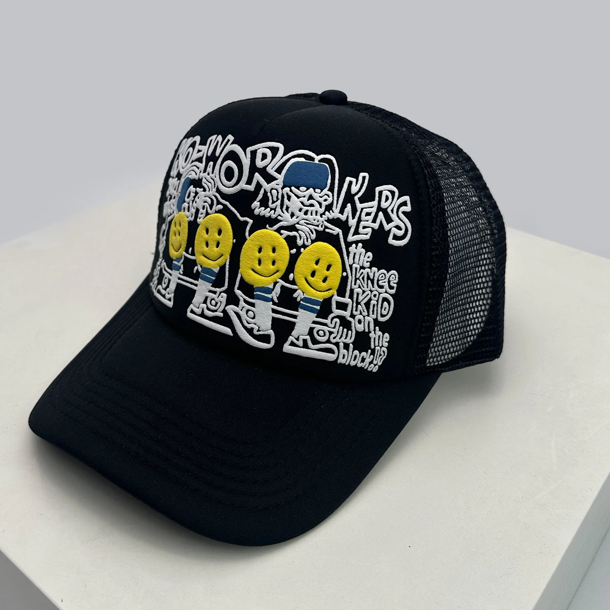 New Unisex 3D Printed Letter Smiling Face Baseball Hats Color Block Sunshade Hip Hop Breathable Trucker Caps Mesh Versatile ins