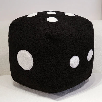 25cm Fun Dice Pillow Soft Stuffed Plush Toy Black White Dice Rolling Game Props Compare Sizes Funny Gift For Party Entertainment