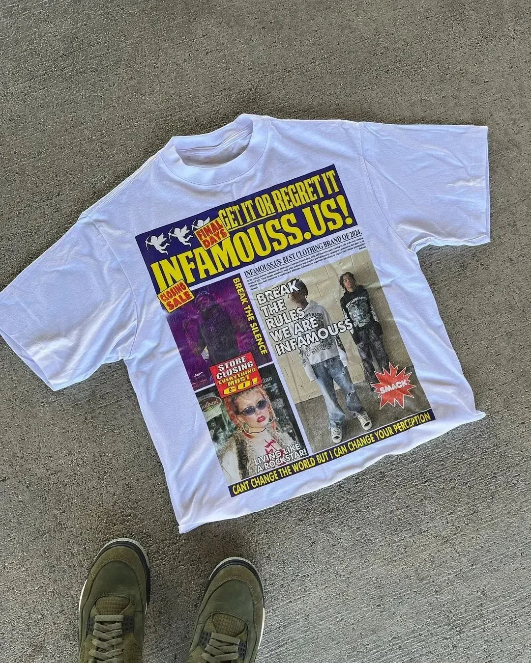 Harajuku American Newspaper Graphic T Shirts Y2k Tops Oversized T Shirt Couple Pro Choice Gothic Streetwear Vintage Men Clothing