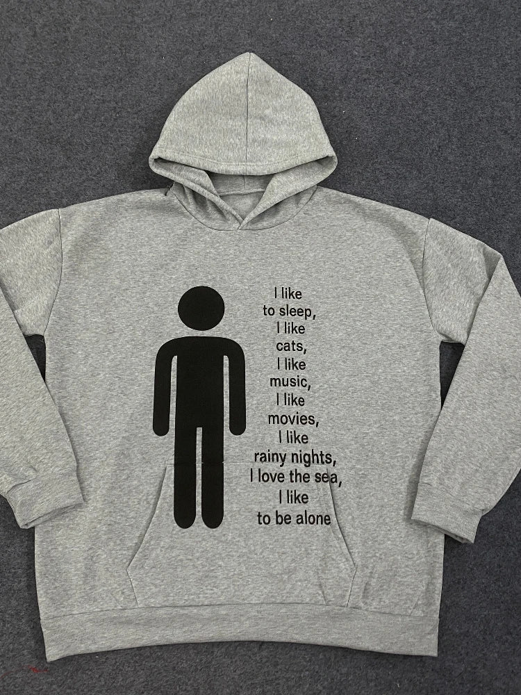 American y2k Harajuku street vintage autumn and winter trend, unique hip-hop punk print for men and women, hoodie