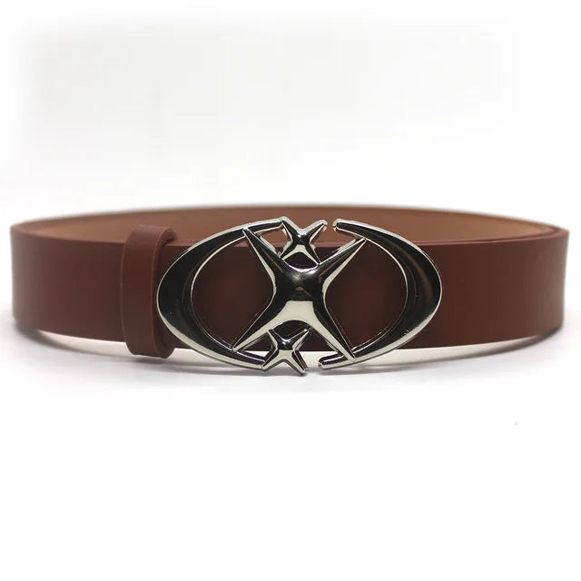 Moon Star Metal Buckle Leather Belt